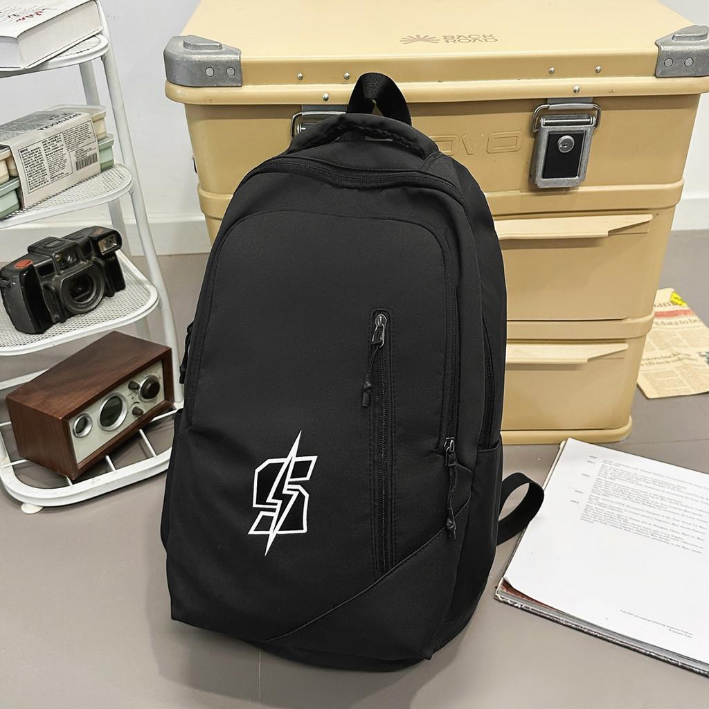 Schoolbag Junior High School Student Schoolbag Male Black Large-capacity Backpack College Student Simple Versatile Travel Backpack Class Computer Bag