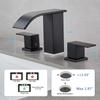 LED Waterfall Bathroom 3 Holes Basin Faucet, 2 Handles Cold Hot Water Mixers Sink Tap RGB Color Change Powered by Water Flow