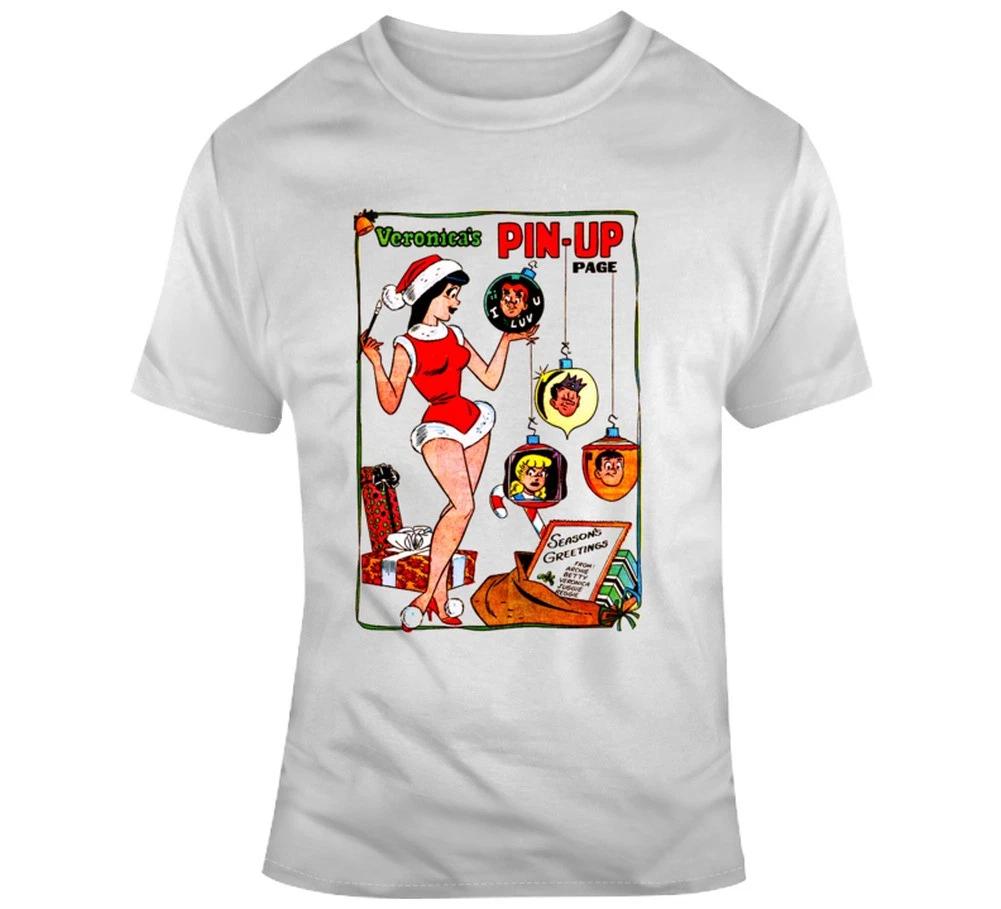 White Retro Vintage Christmas T-shirt X-mas Tee Archie Veronica Lodge T Shi M