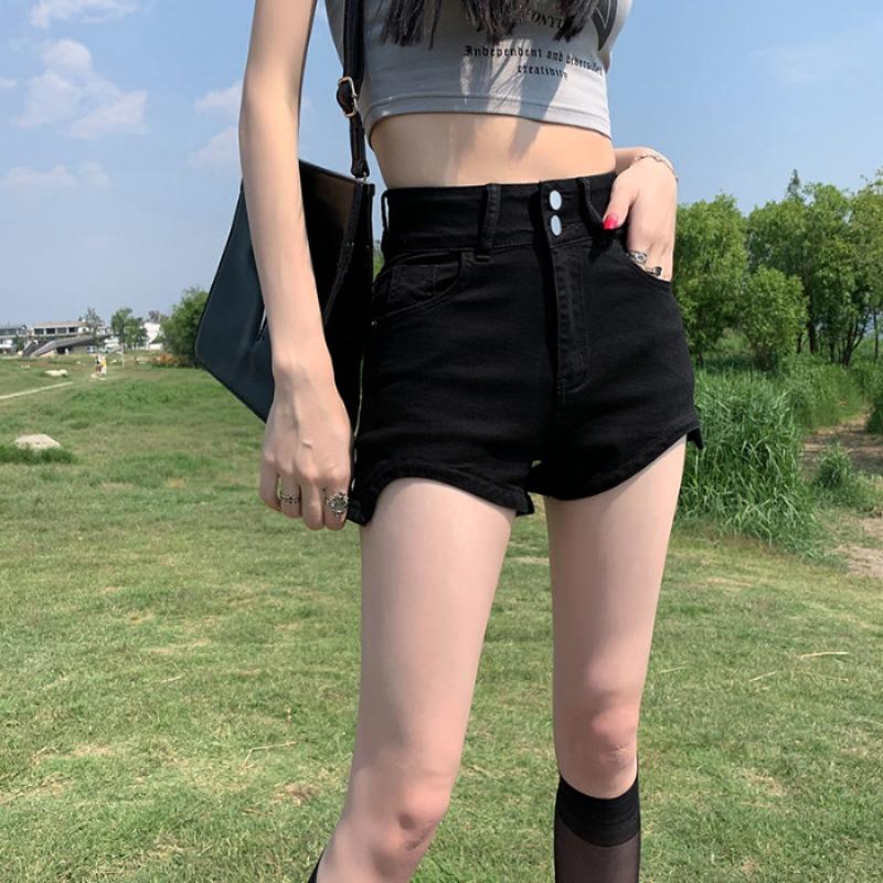 White Denim Shorts Women's Summer New Wear High Waist and Thin Tight Spice Girl Word Super Short Hot Pants