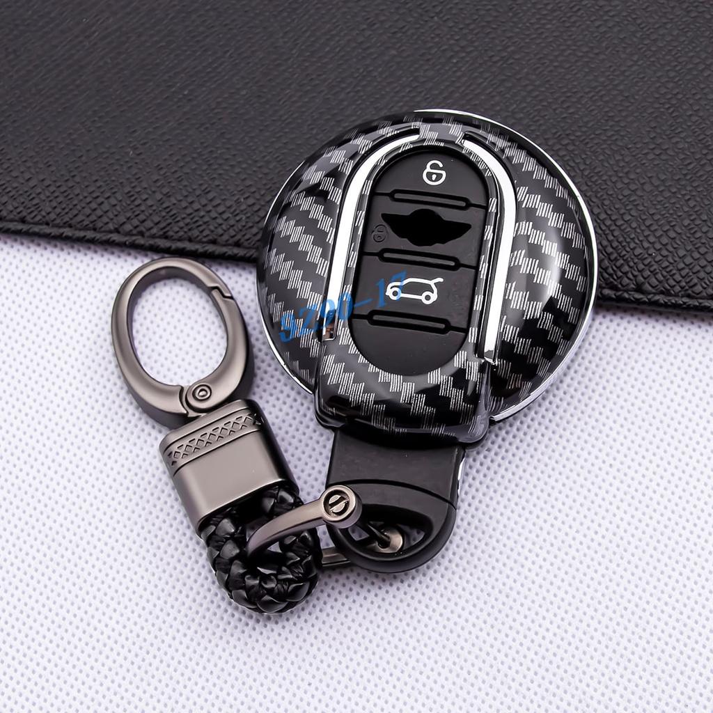 Carbon Fiber Car Key Fob Cover Case Chain Ring For Mini Cooper S One Countryman Clubman F54 F55 F56 F57 F60