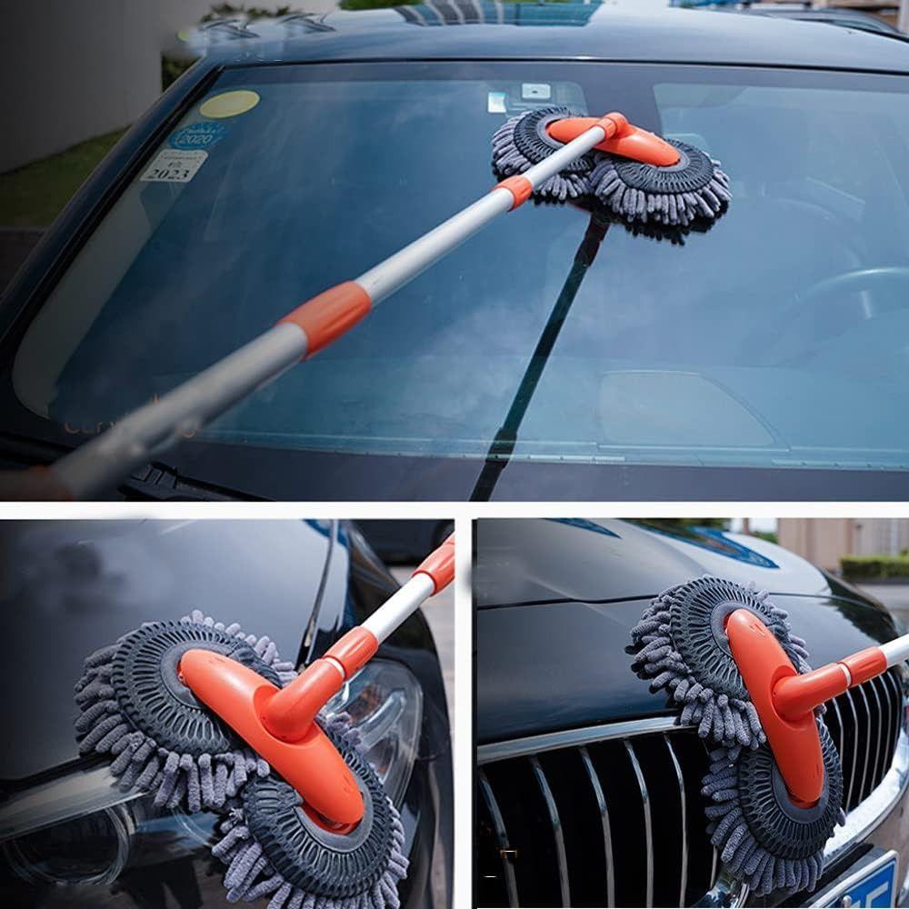 Double Brush Head Car Washer Mop Long Handle Car Window Cleaner Tool  Vehicles