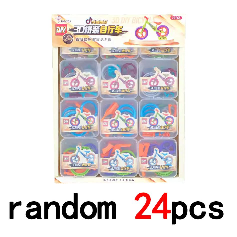 24 Style Diy Mini Radish Car Model Puzzle Assembly Toy Children'S Finger Bicycle Ornament Detachable Educational Holiday Gift