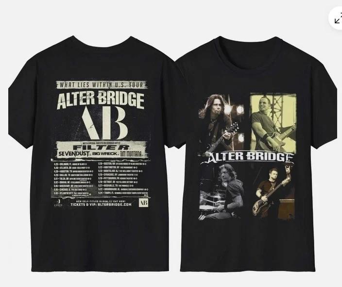 New Hot Alter Bridge Tour 2026 in US 2 Sides Black Cotton S to 5XL T-Shirt SN940 XXXL