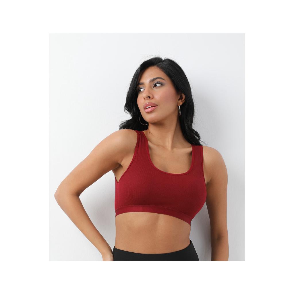 Schwarzes, geripptes Sport-Bustier mit dicken Trägern