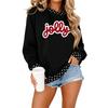 Women's Christmas Sweatshirt Casual Letter Polka Dot Color Block Pullover Top for Holiday
