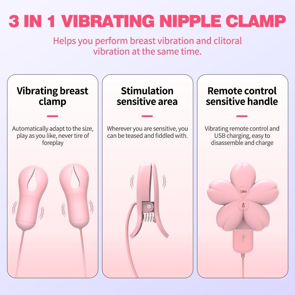Nipple Clamp Vibrator for Women Labia Powerful Vibration with Clips Breast G Spot Clitoris Stimulator Vibrating Massager Sex Toy