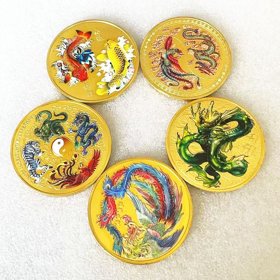 Souvenir Coin Chinese Feng Shui Commemorative Coin Dragon Phoenix Lucky Coin Collection Coin