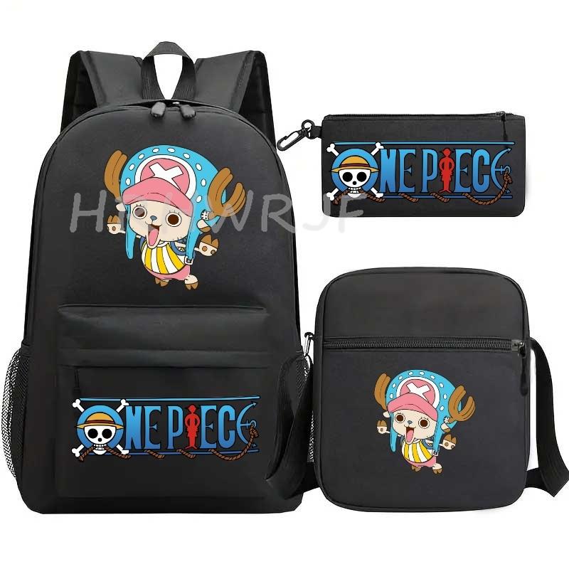 Anime ONE PICEC Backpack Monkey D Luffy Capacity Casual Student SchoolBag 3pcs Lightweight Women Men Travel Casual Mochilas