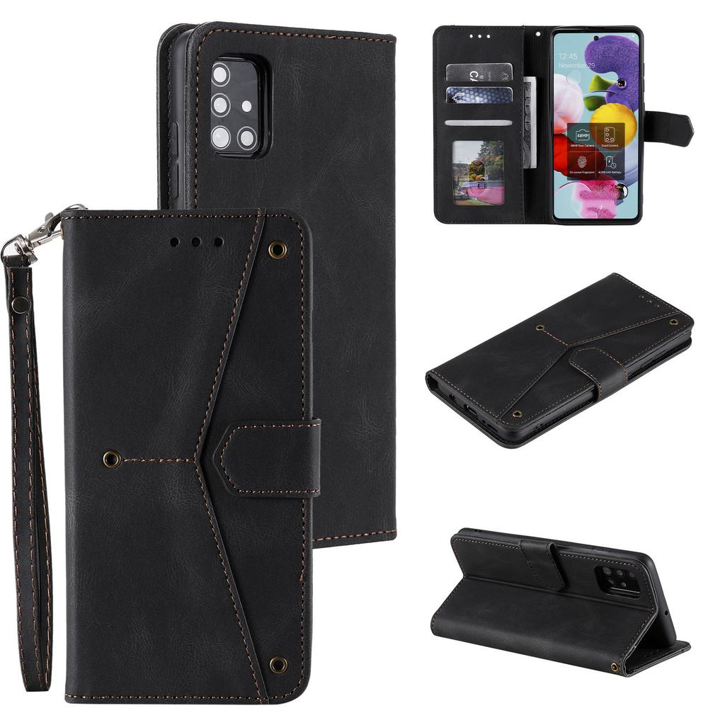 Applicable to Samsung S25 calf pattern splicing leather case A56 retro matte card wallet bracket protective case A27
