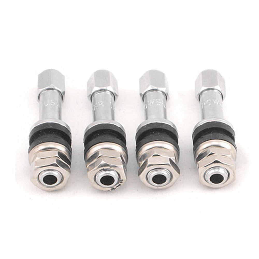 4pc Universal Bolt in Tire Valve Stems Chrome Metal High Pressure Brass Clamp in 45/90 DEGREE ANGLE TR416/48 for Car Vehicle Tire Chucks 1