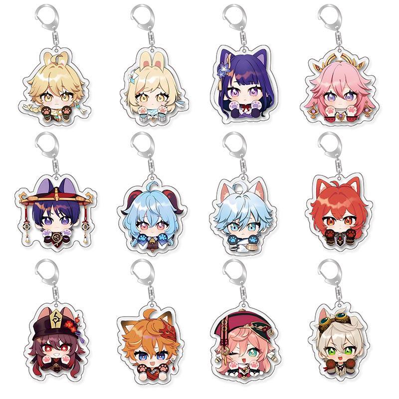 Acrylic Keychain Pendant: Kaveh, Nahida, Wanderer, Xiao, Furina, Scaramouche - Anime Big Mouth Wobbly Design