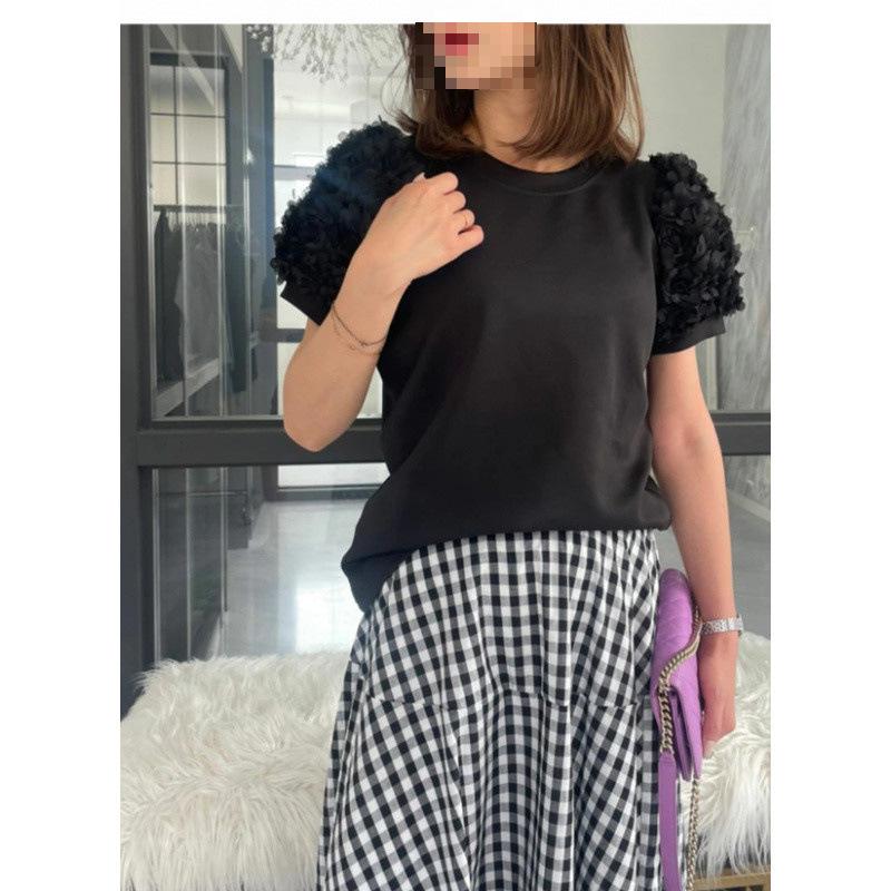 

Z1J Elegant Puff Sleeve Women s Cotton Short Sleeve Top - New Summer Style. One Size