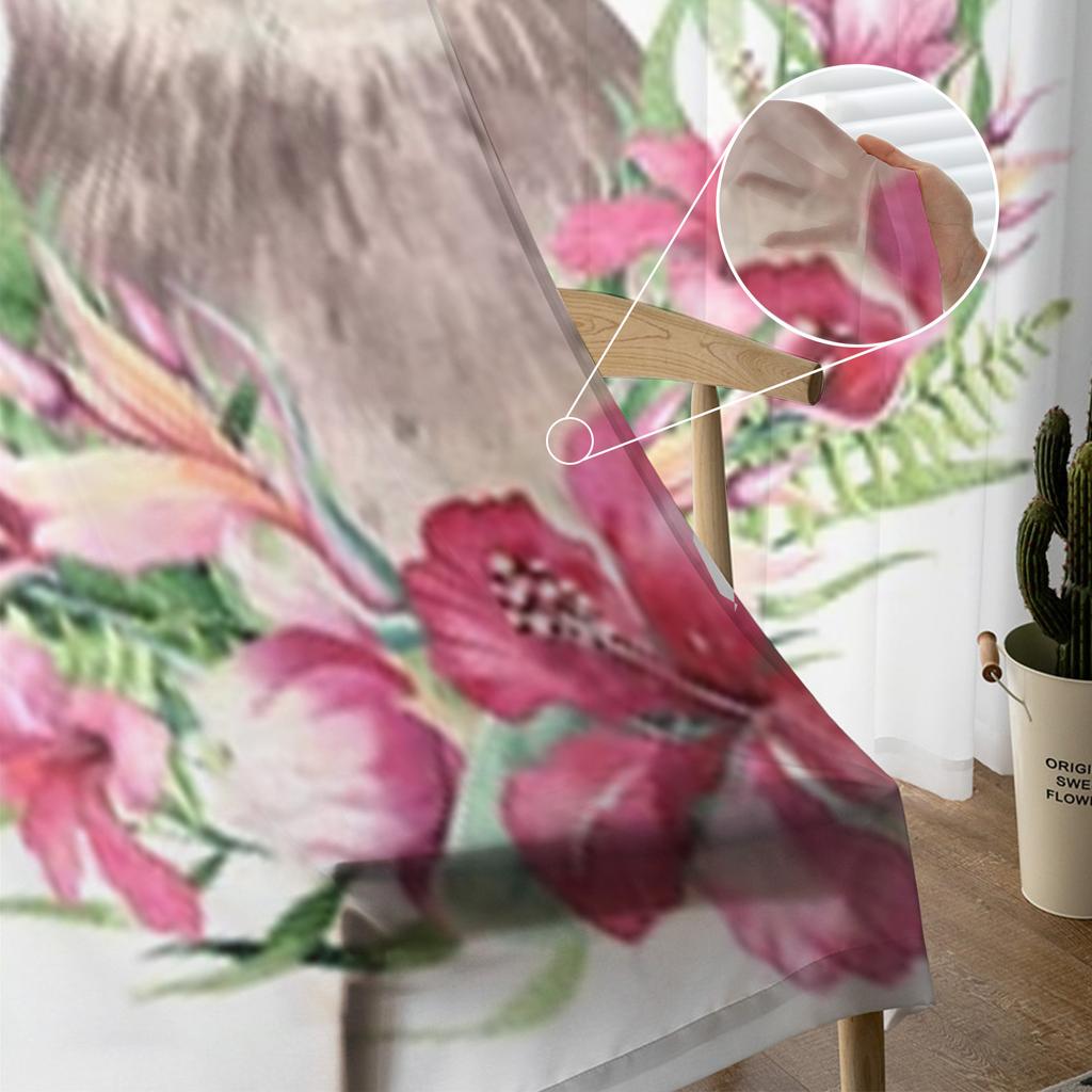 Akwarela kreskówka lenistwo szyfonowe przezroczyste zasłony do salonu dekoracja sypialni tiulowe zasłony okienne zasłony