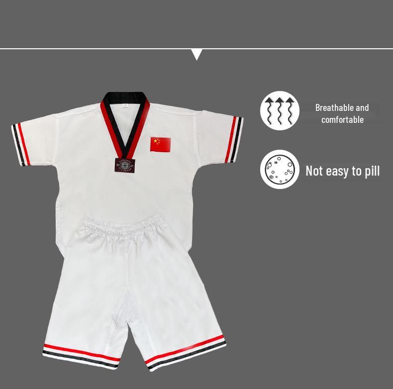 Adults' & Children's Taekwondo Training Suit - Long/Short Sleeve, Summer/Autumn, Striped Design with Custom Print Option