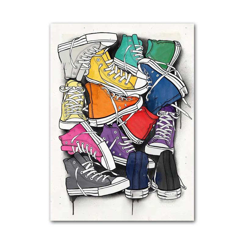 

Бэнкси граффити холст живопись кроссовки плакаты и принты современный настенный декор фотографии Cuadros для гостиной украшения дома 21X30 cm No Frame