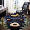 1pc Bear Night Office Round Area Rug, Indoor Mat Suitable ForOffice, Under Office Chairs Bedroom Living Room Home Decor, Room Deco T076