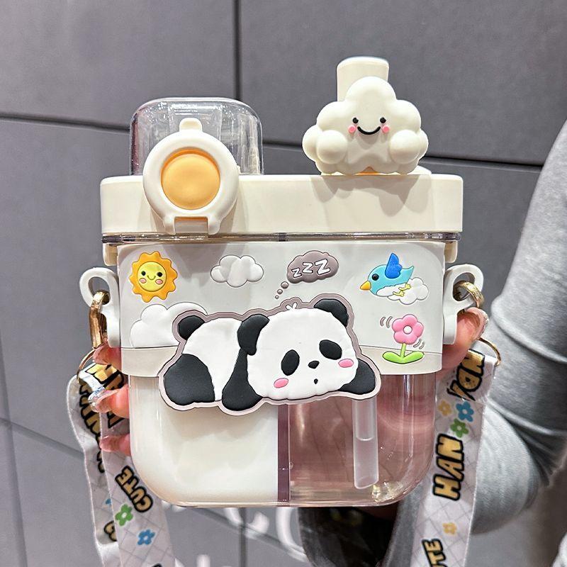 Kapybara Barn Tecknad Plast Mjölk Juicer Sugrör Mugg Söt Barn Enhörning Dinosaurie Dubbel Dricksvattenflaska Lättöppnad Vatten Cu