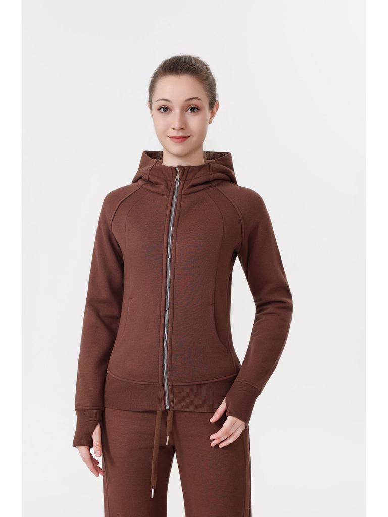 Women's Scuba Slim-fit Full Zip Fleece-lined Hooded Sweatshirt for Casual Sport & Yoga