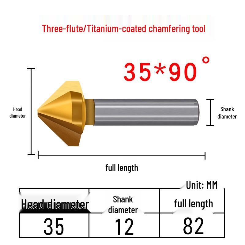 Cobalt Titanium-Plated Chamfering Drill for Stainless Steel - Single/Triple-Edge Countersink & Deburring Tool.