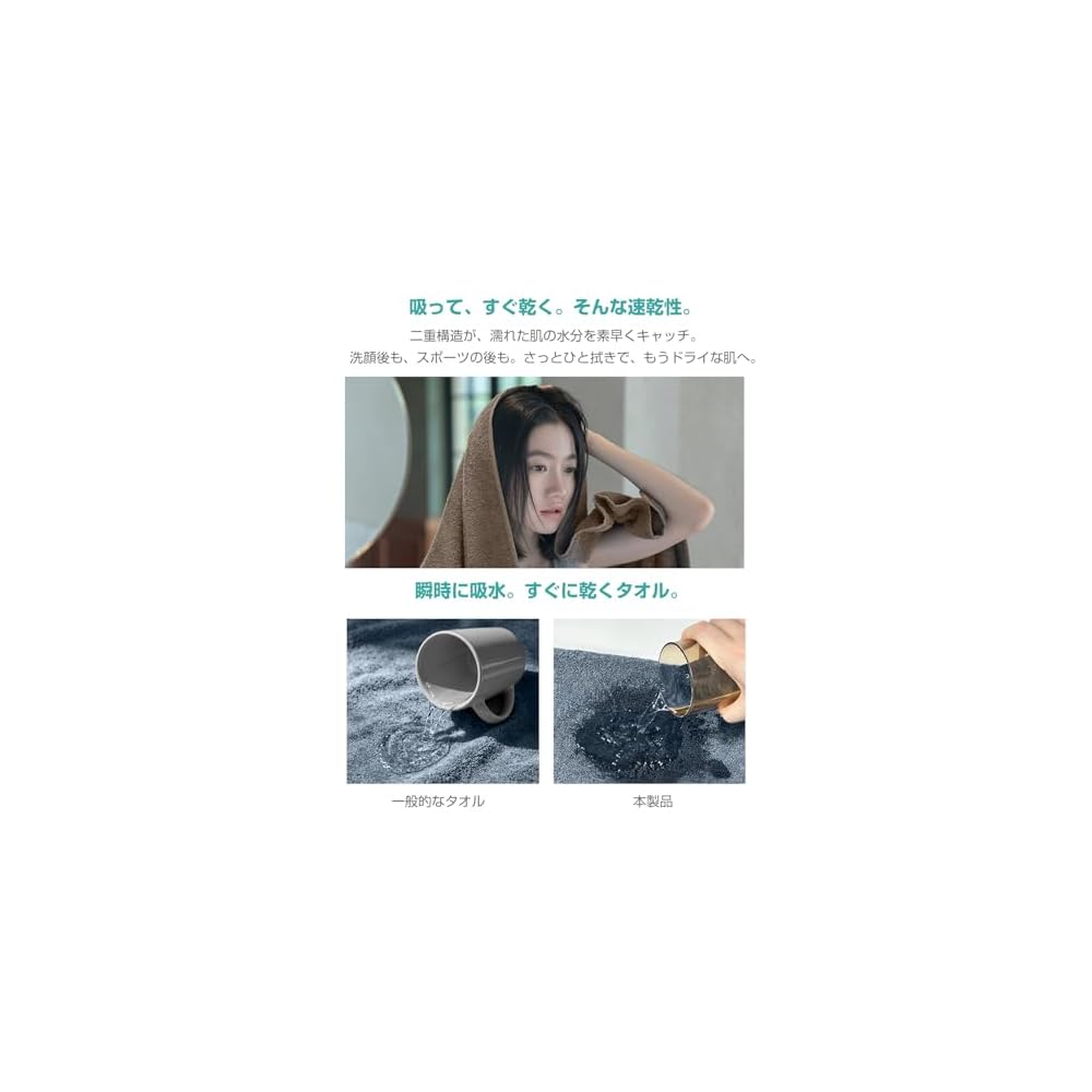 Artifi Bath Towel 4-Piece Set, Medium Gray, Thick, Quick-Drying, Fluffy, 100% Cotton, Hotel