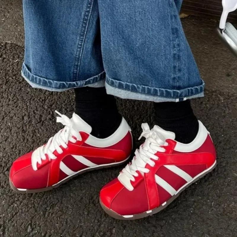 

Fashion Women s Sports Shoes 2025 Hot Sale Lace-up Women s Vulcanize Shoe Fashion Color Matching New Best Seller Outdoor Casual Sneakers 40 красный