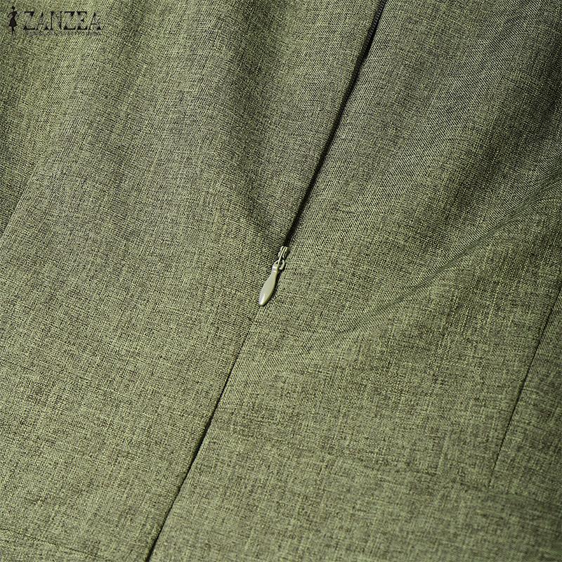 ZANZEA Women Summer V-Neck Casual Short Sleeve Slim Waist Dress