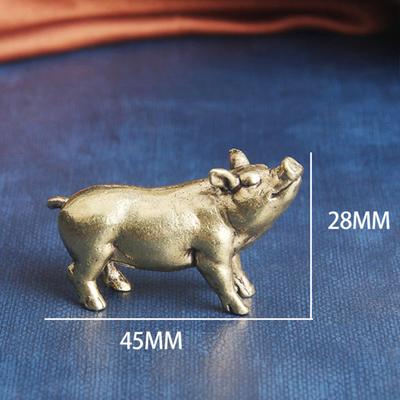 Messing Chinesisches Schwein Miniatur Tierfigur Schreibtisch Skulptur Statue Dekoration für Souvenir Geschenk