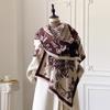 Retro Printed Flower Imitation Cashmere Women'S Scarf Winter High-End Temperament Thickened Warm Versatile Shawl