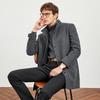 Septwolves Men's Business Casual Stand Collar Mid-Length Wool Blend Coat
