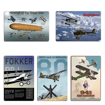 WK1 Deutsches Flugzeugposter Fokker Dr. I L-Vögel zurück nach Normandie 80. Metall Eisenwanddekoration Pub Wandplakette Blechschild Poster