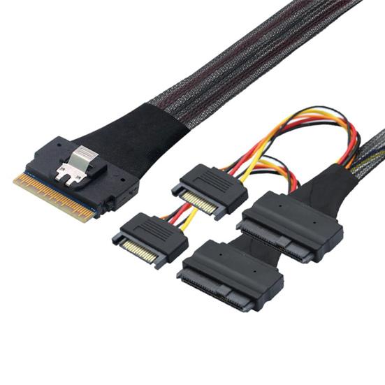 80CM Slim SAS SFF-8654 8i to 2xSFF-8639 NVMe U.2 SSD Adapter Cable High Speed