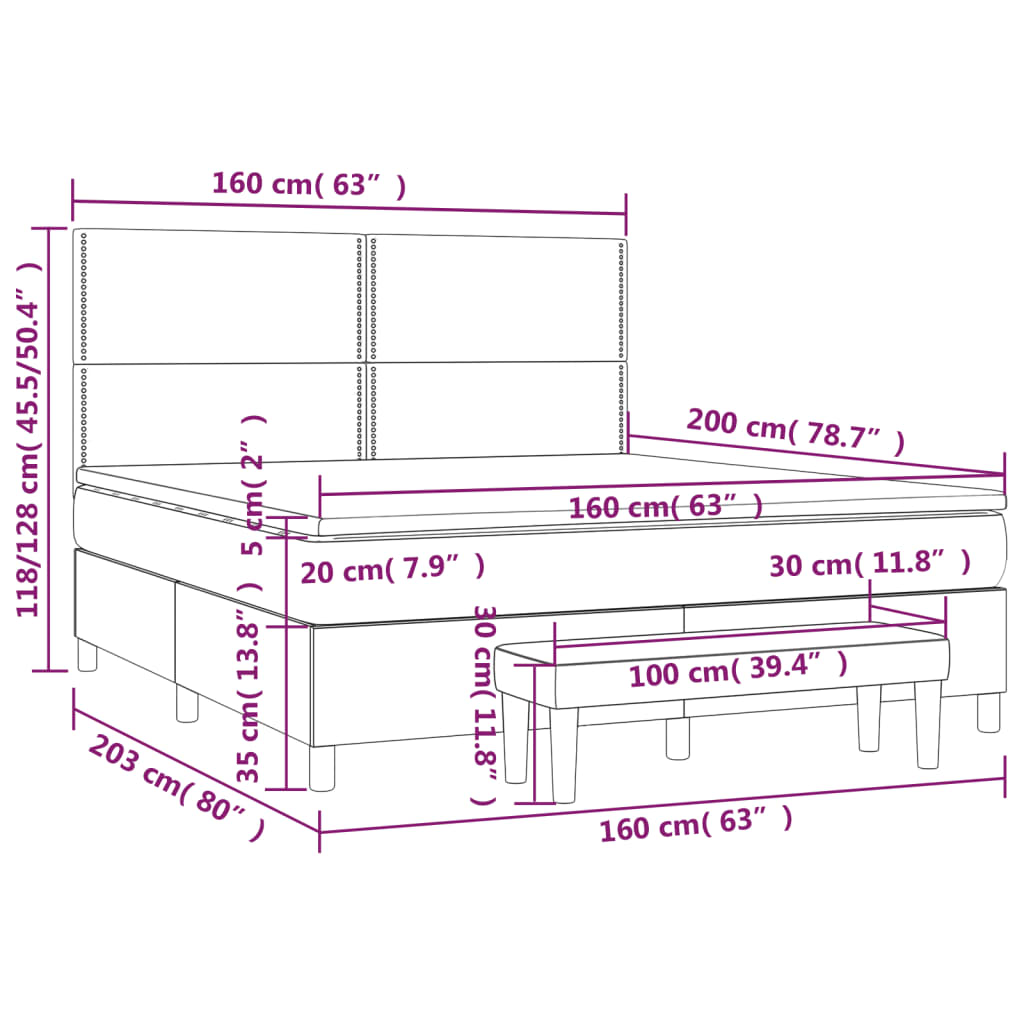 Box Spring Bed with Mattress Pink 160x200 cm Velvet