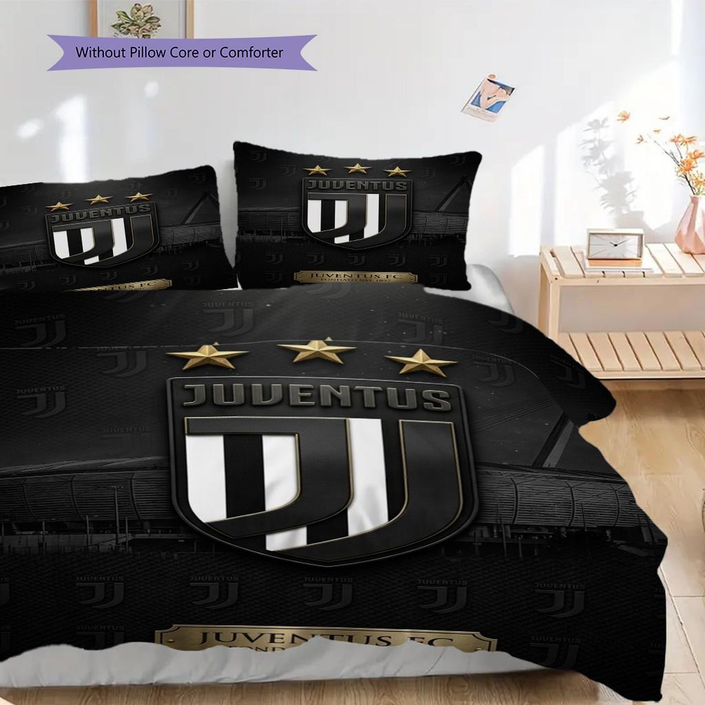 Juventus Legacy: Black Gold Triumph Bedding (1 * Duvet Cover + 2 * Pillowcase, Without Core) Christmas Birthday Gift Bedding Set