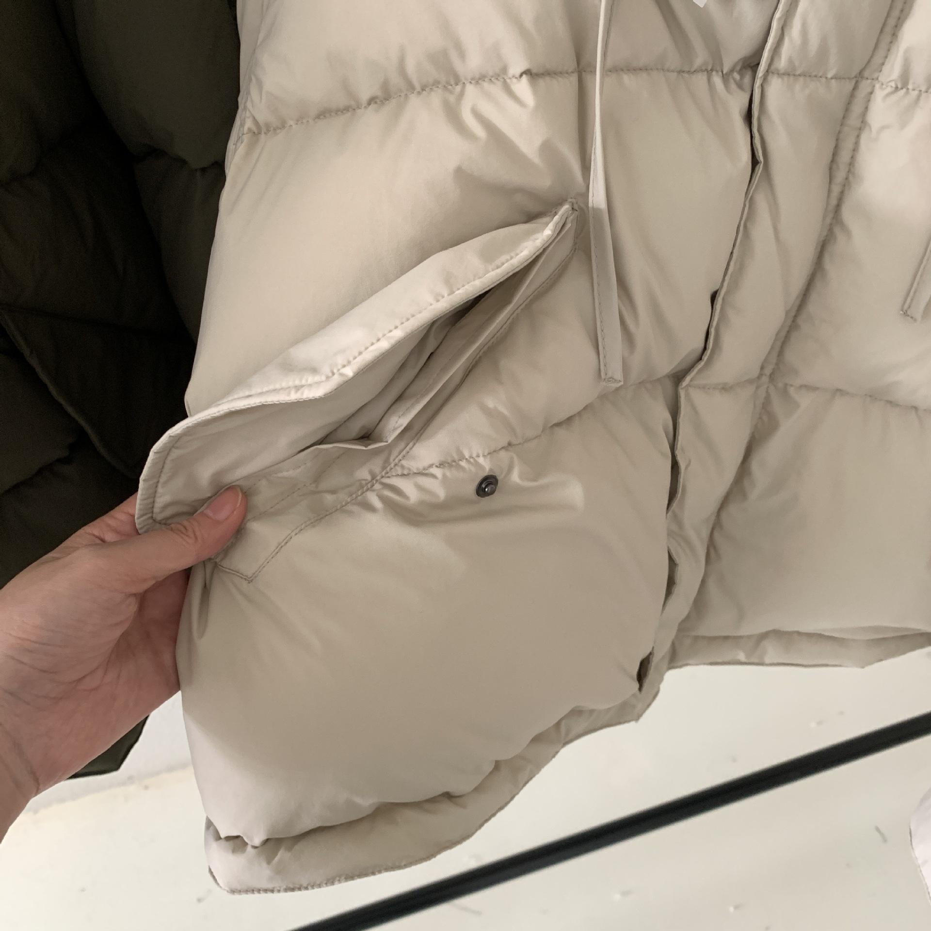 

Пуховик Ma am со свободным капюшоном, теплая парка на белом утином пуху L слоновая кость