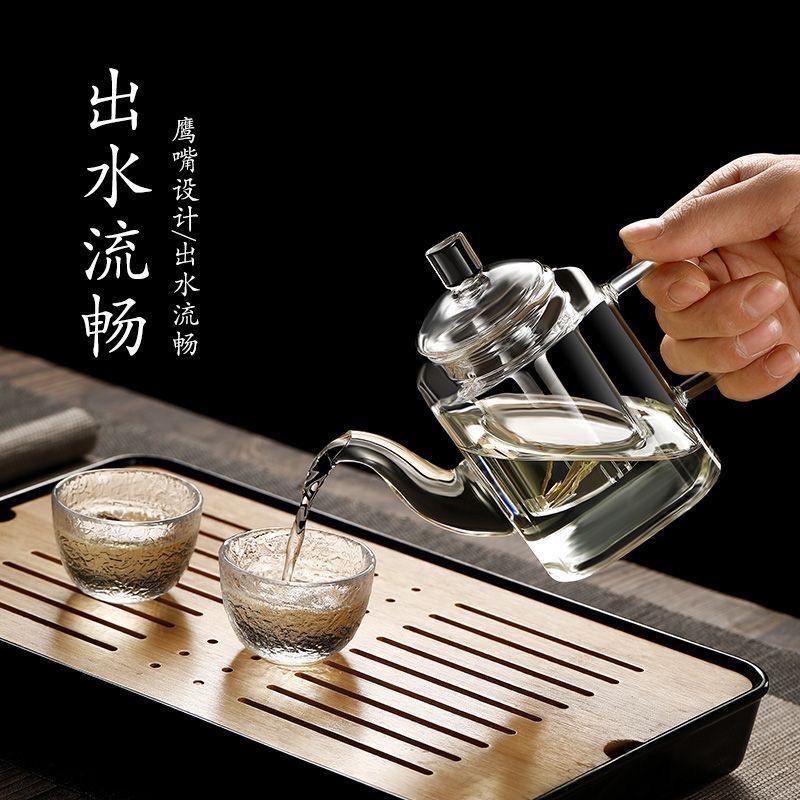 Premium Chinese Square Glass Teapot – Explosion-Proof, Heat-Resistant, Tea-Water Isolation