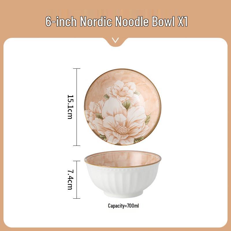 WA Japanese Camellia Ceramic Noodle Bowl