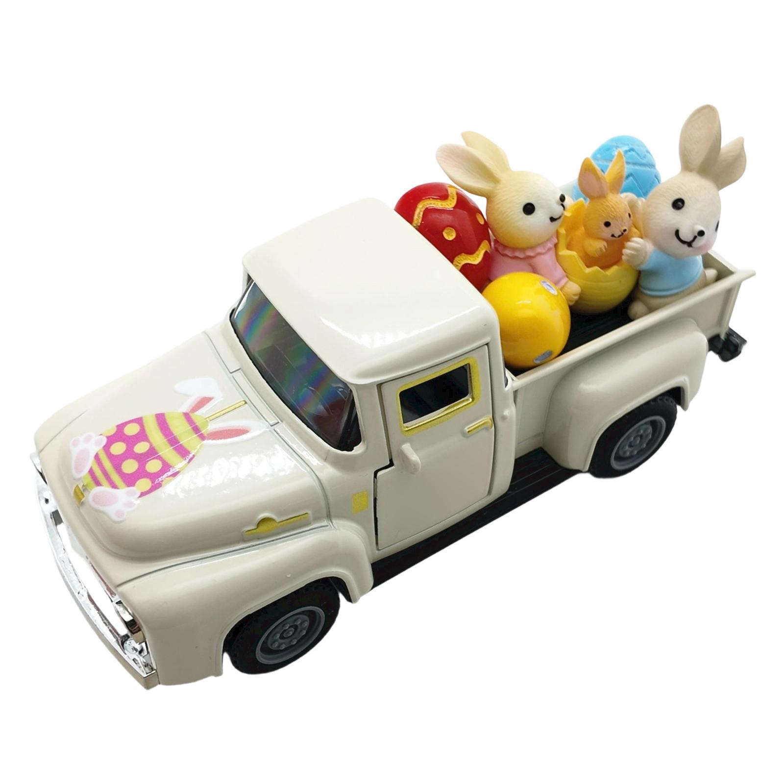 

Reconstructed Old Man S Truck Model Easter Bunny Egg Decoration Item Alloy Car Model One Size білий
