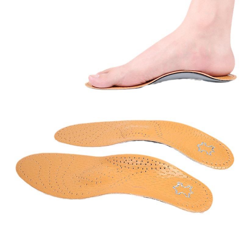 Unisex Leather Orthotic Insoles for Flat Feet: XO-Legs Support, Shock Absorbing, Breathable