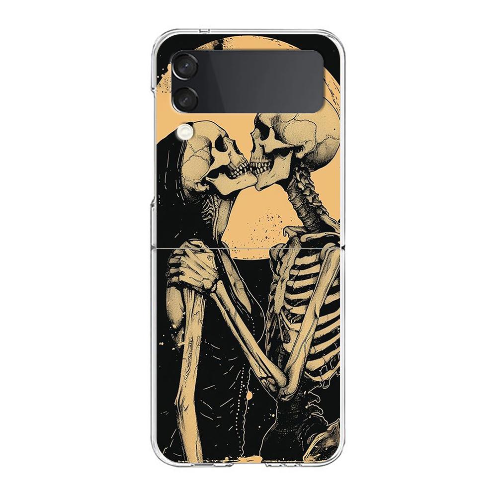 

Love Skeleton Skull Phone Cover For Samsung Galaxy Z Flip 6 5 4 Case Transparent For Samsung Z Flip 3 Hard PC Foldable Shell Bag Samsung Z Flip