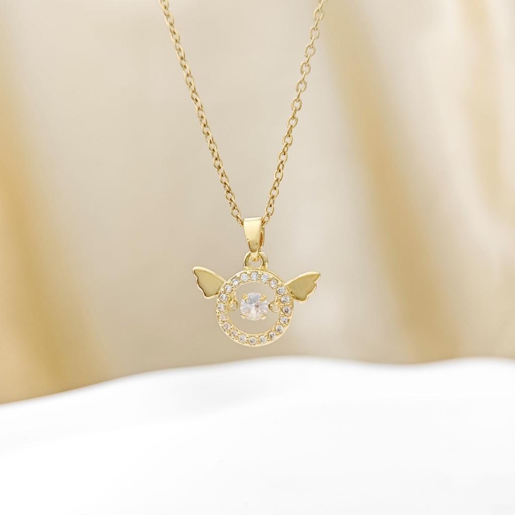 Elegant Zirconia Angel Wings Necklace – High-End Lively Collarbone Chain Bestseller