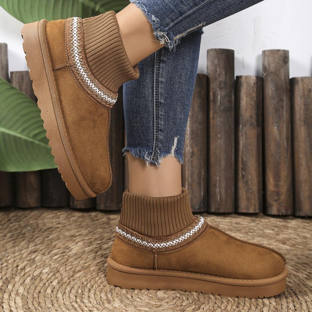 2025 Autumn/Winter New Style Women's Platform Elevating Snow Boots - Fleece-Lined Warm Short-Cut Casual Cotton Snow Boots
