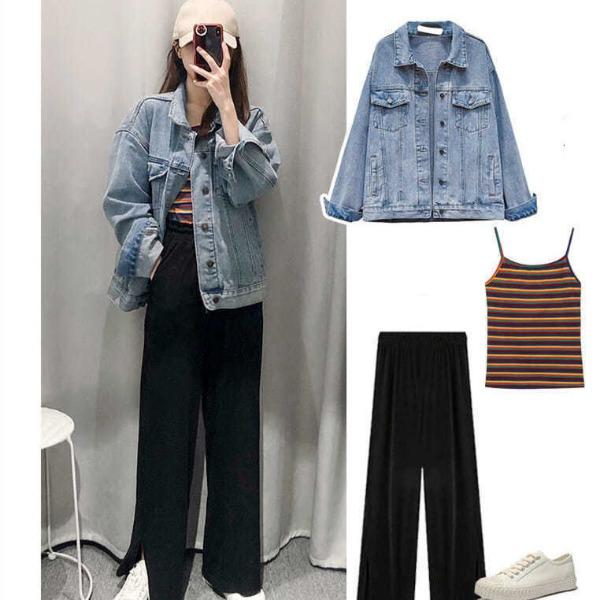 Casual Loose Denim Jacket for Women Students, Autumn and Spring Korean Style Denim Coat
