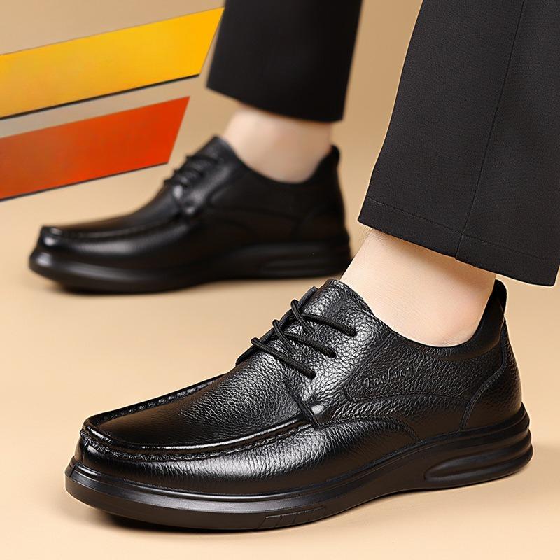 New Designer Lace-up Anti-slip Loafers for Men Solid Color Spring Autumn Leather Shoes Male Fashion Casual Dad Shoes Man