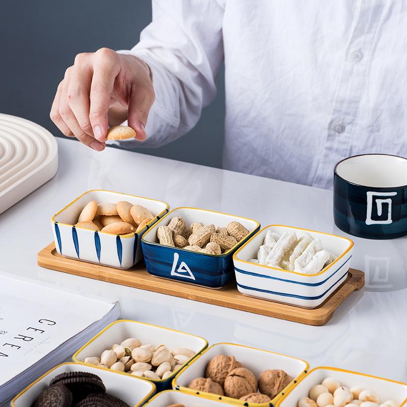 Japanese-style Ceramic Dish Square Snack Platter Sauce and Vinegar Dish Restaurant Tableware Kitchen Utensils Home Salad Bowl