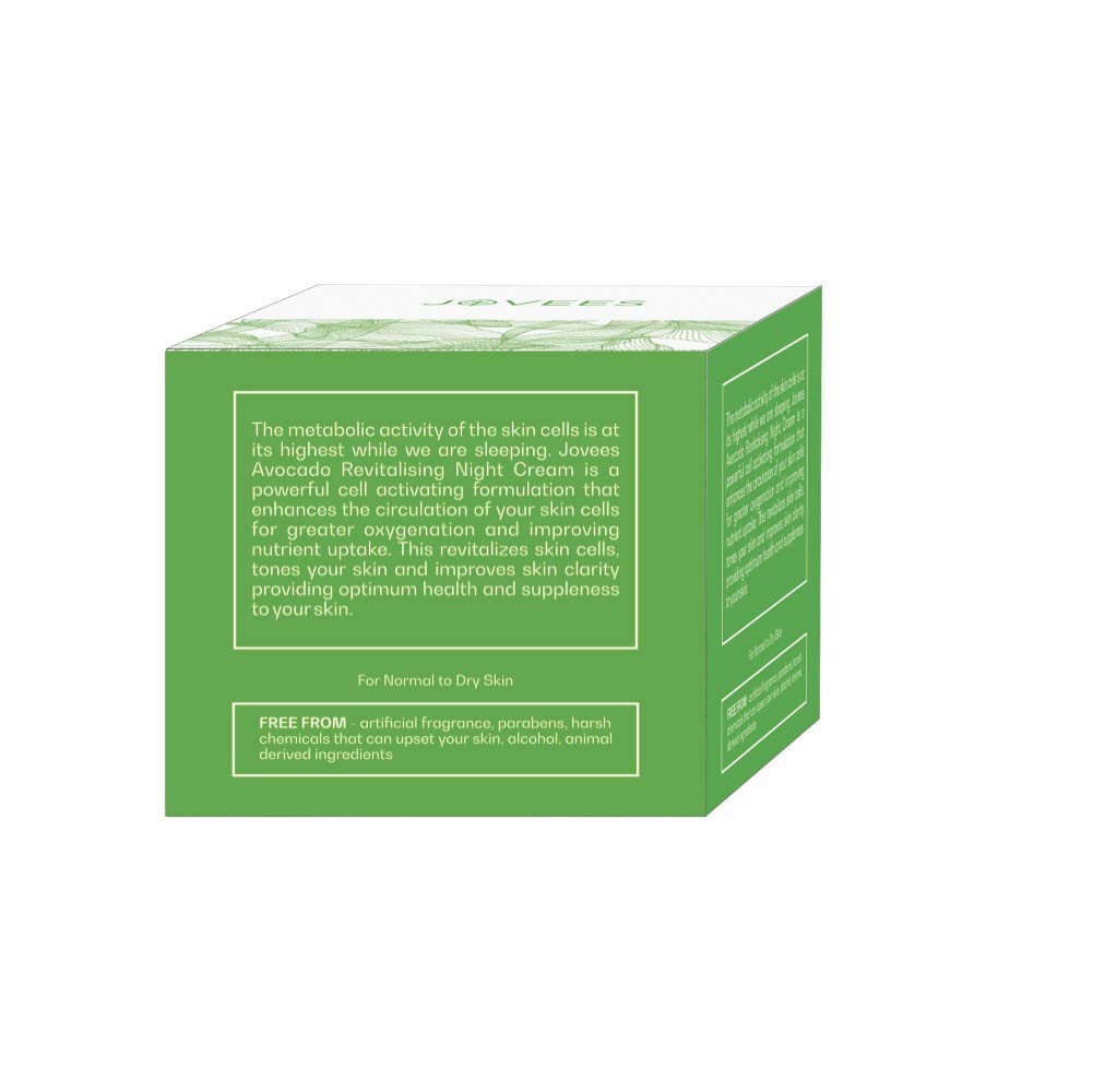 Jovees Herbal Night Cream with Avocado 50 Gm Pack of 1 for Younger Glowing Hydrated Skin Anti-Aging