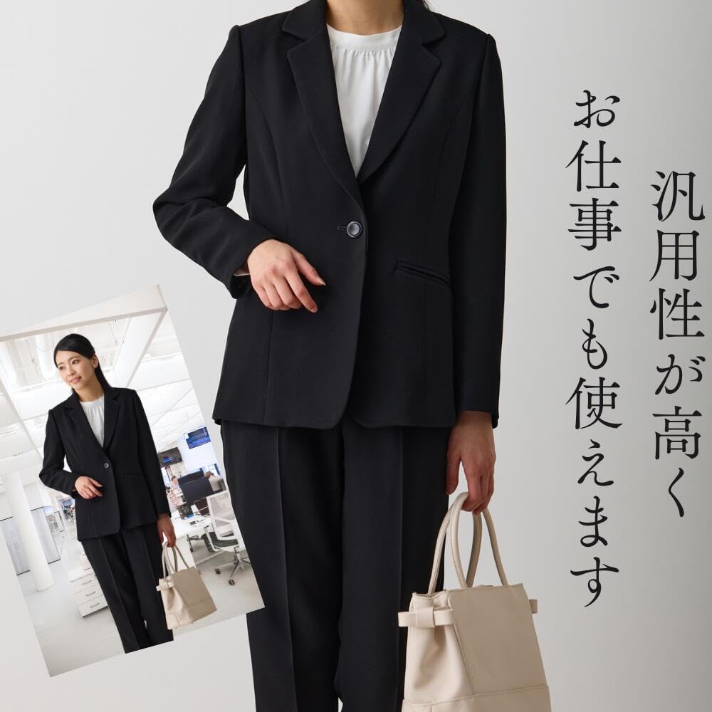 Black Formal Washable Mourning Clothes Pants Suit 3 Piece Set 19 [Monoir] Women's Net-020 No.