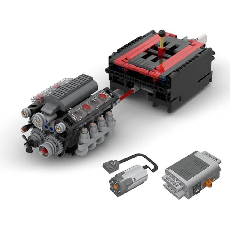 

Набор для сборки двигателя V8 с коробкой передач, который работает, Соберите свой собственный двигатель V8 для взрослых, MOC Модель-реплика автомобильного двигателя Рождественская сборка - 568 деталей MA-8568