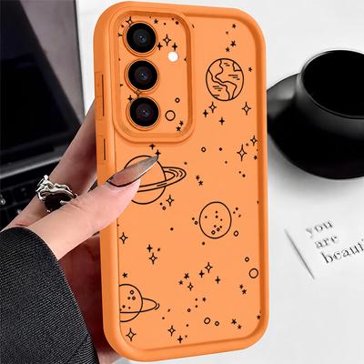 Cartoon Planet Print Phone Case For Samsung S25 S24 FE S23 S22 Ultra S21 S20 FE A55 A54 A53 A52 A35 A34 A15 A18 A17 A37 A57 S26 Frosted Silicone Cover