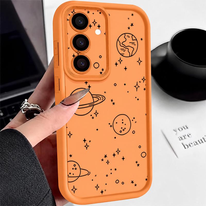 Cartoon-Planeten-Druck Handyhülle Für Samsung S25 S24 FE S23 S22 Ultra S21 S20 FE A55 A54 A53 A52 A35 A34 A15 A14 A17 A37 A57 S26 Mattierte Silikonhülle